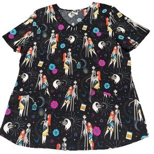 Disney Tim Burtons Nightmare Before Christmas‎ Women’s M Scrub Top Pockets